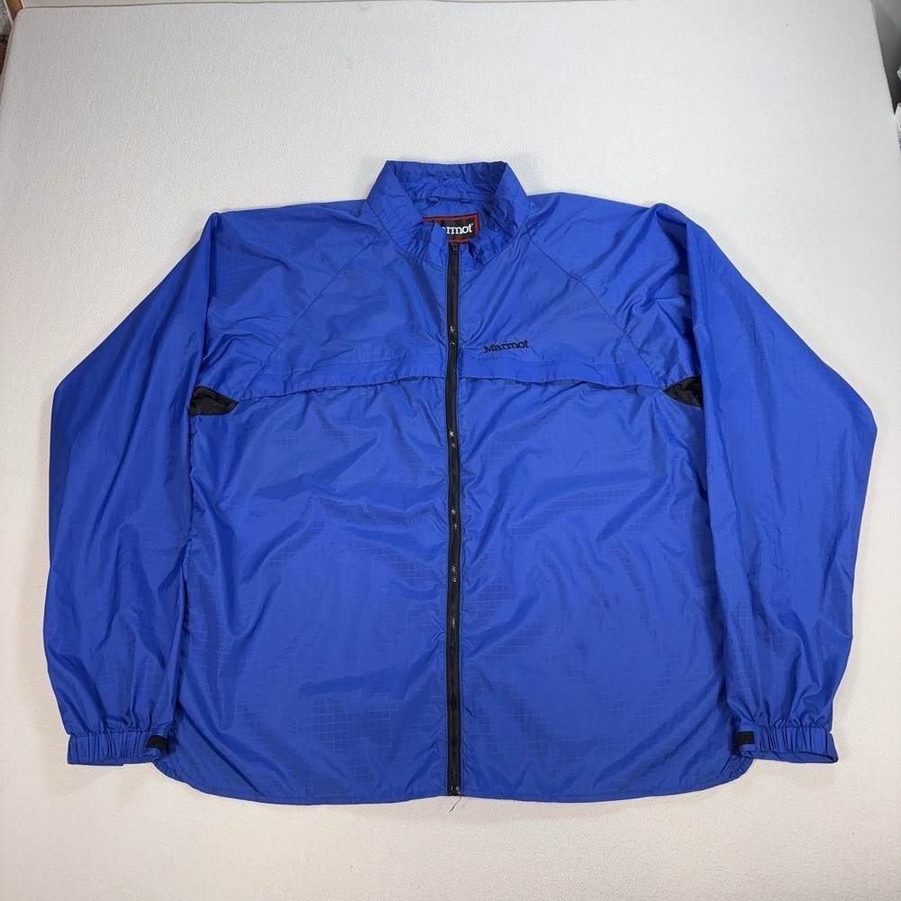 Marmot Vented Windbreaker Jacket Men's XL Blue Full Zip Pockets Ripstop Outdoor